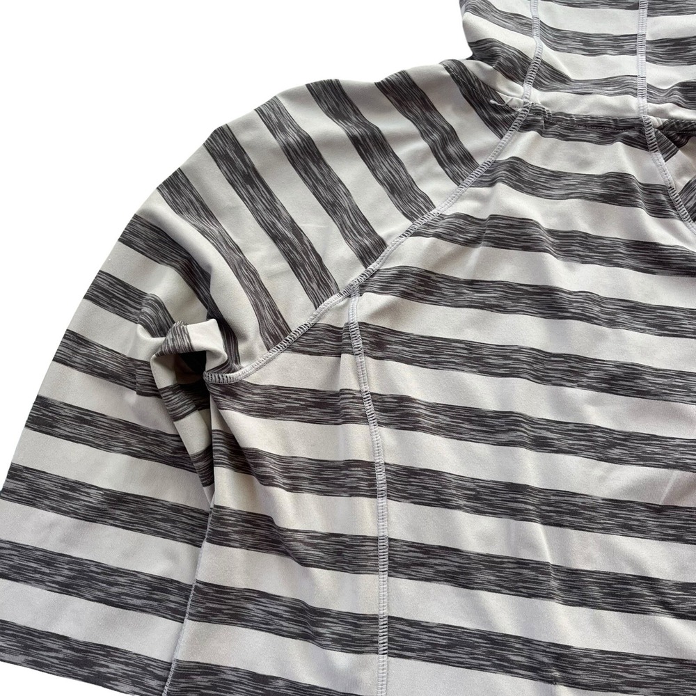 Lukka Women's L Grey Turquoise Striped Full Zip Thumbholes Active Hoodie Sporty - Picture 14 of 16